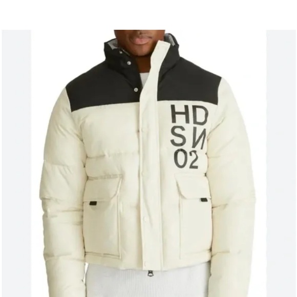 Hudson Jeans Men's Black and Cream Puffer Jacket - Picture 1 of 6